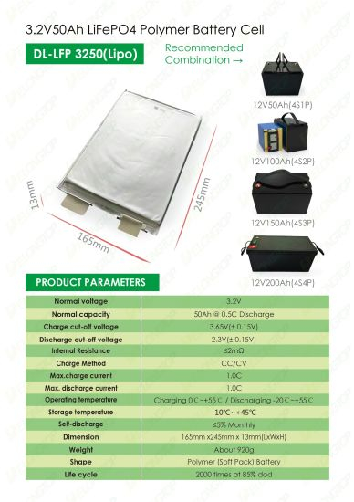 10% de réduction sur la batterie au lithium lithium fer phosphate LiFePO4 12V 100ah avec cellule de poche 3.2V 50ah