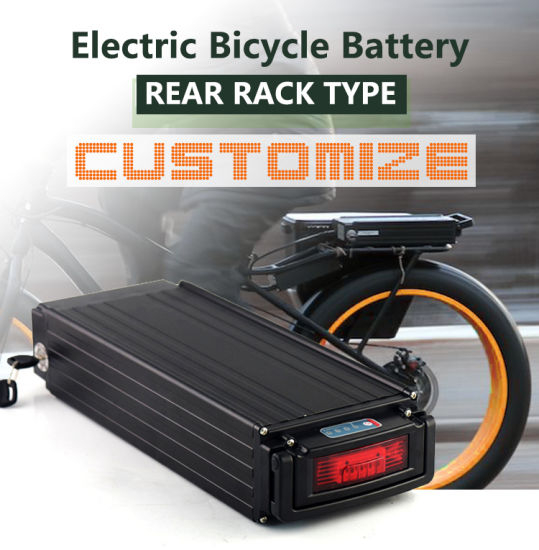 Batterie de vélo électrique 500W 36V 15ah batterie au lithium de support arrière avec boîtier en aluminium + chargeur Li-ion 2A