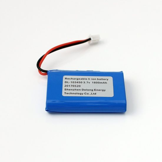 Batterie rechargeable en aluminium d&#39;ion de lithium de Shell de 3.7V 1800mAh 103450 avec le connecteur de Jst